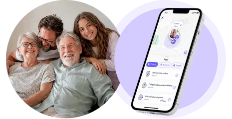 Famiglia che usa l'app Durcal sullo smartphone